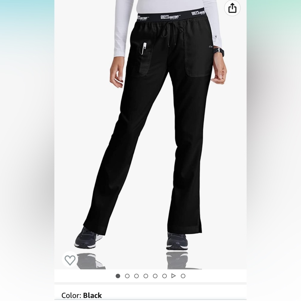 Greys Anatomy 4275 3 Pkt Logo Waist Pant with Drawstring in the color Black